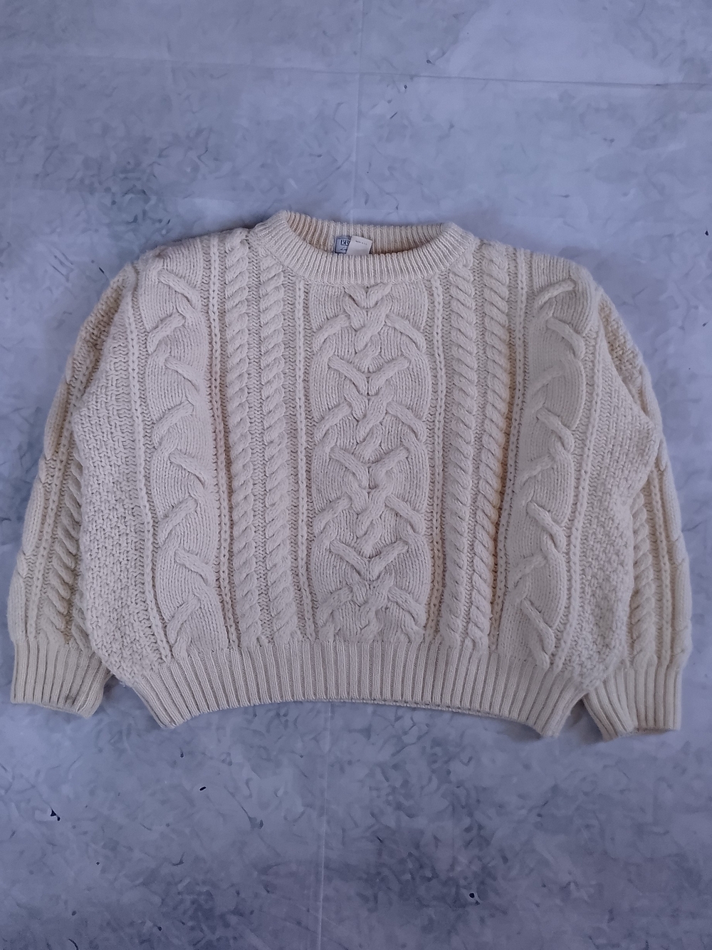 Vintage BROGUE Cream Cable Knit Sweater